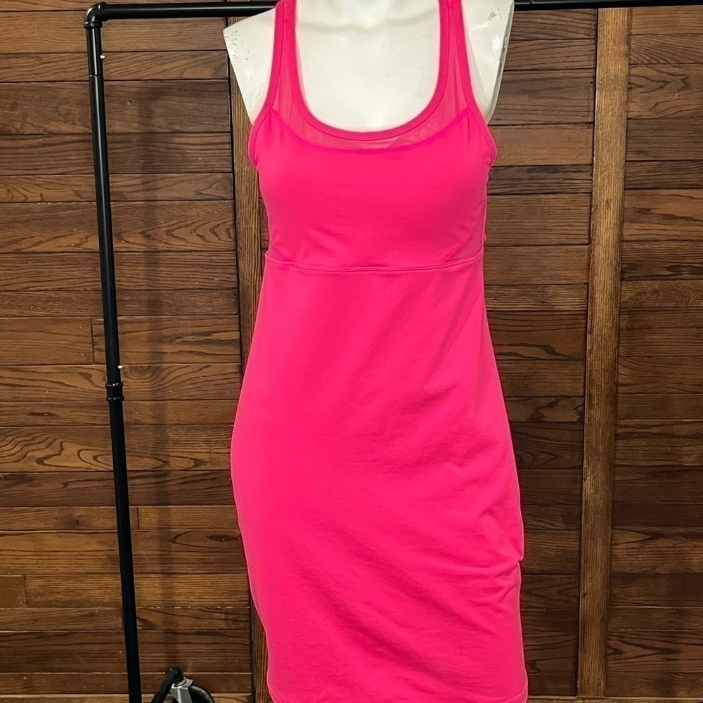Fabletics, medium pink, stretchy, sheer parts cut outs, chest support